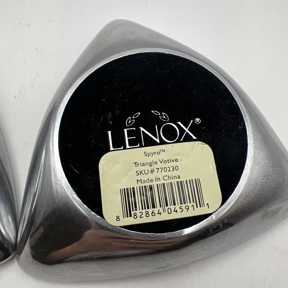 Lenox Candle Holders Votive Tealight Silver Triangle Decor 5.4